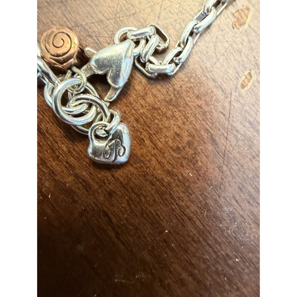 Brighton Monogram Choker Necklace Hope Cross Azure Heart Charm Silver Tone - Picture 10 of 11